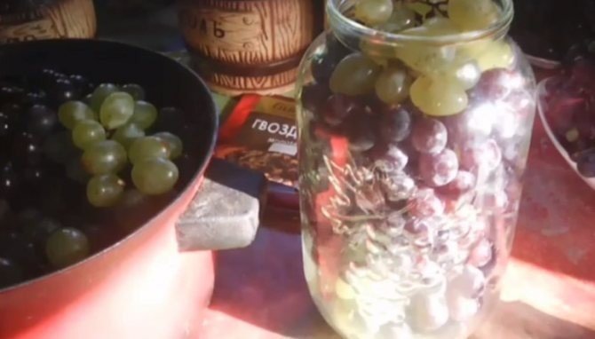 Купорка винограда гроздями на зиму