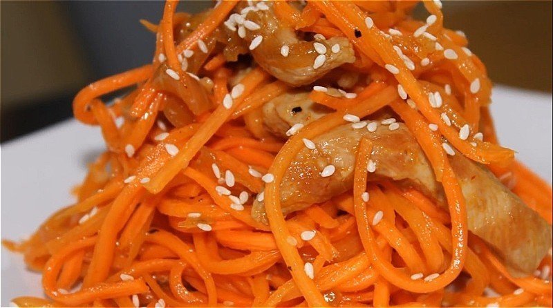 Салат с курицей и морковью по корейски